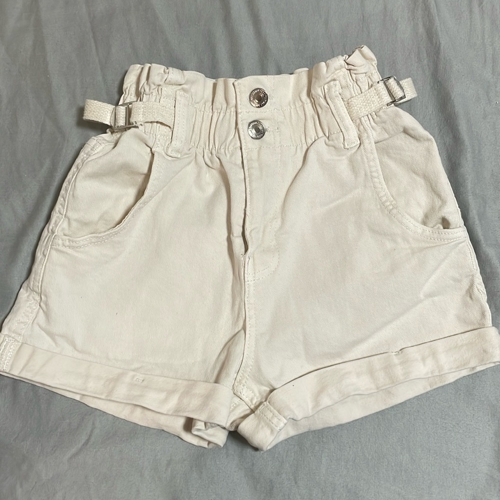 Bershka white high waist short